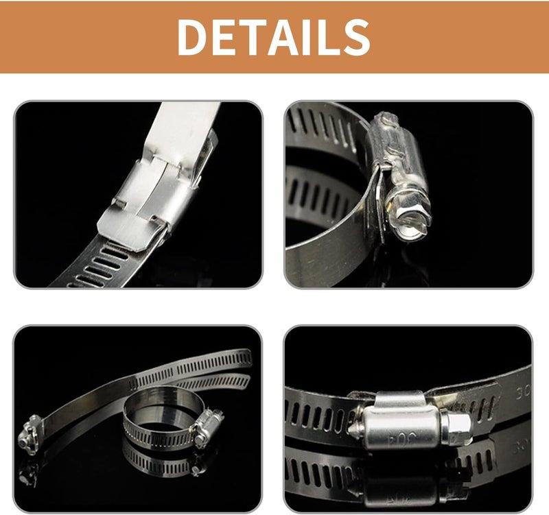 ZIPCCI Hose Clamp Assortment, 45 Pack Stainless Steel Hose Clamps Kit Worm Gear Fuel Line Pipe Clamps (1/4 in to 1-1/8 in) - Image 4